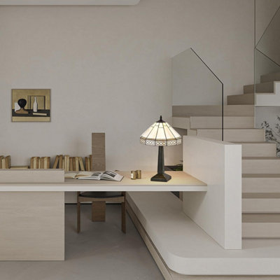 BELOFAY Stained Glass Handmade MultiColor Tiffany Style Table Lamp for