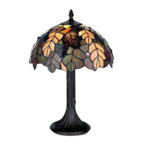 BELOFAY Stained Glass Handmade Multi Colour Tiffany Vintage Bedside Table Lamps for Living Room 12" Wide, 18" Height