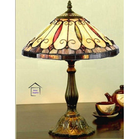 BELOFAY Stained Glass Handmade Tiffany Style Table Lamp for Living Room 12" Wide, 18" height