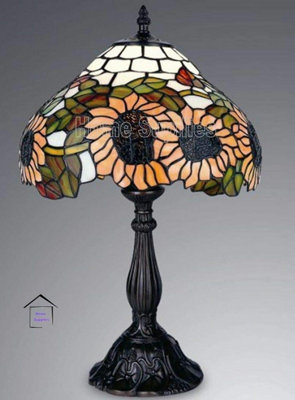 BELOFAY Stained Glass Handmade Tiffany Style Table Lamp for Living Room 12" Wide, 18" height