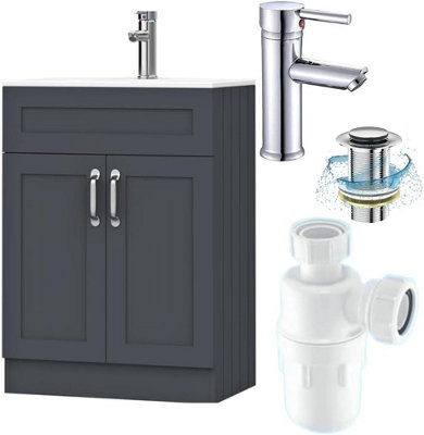 BELOFAY Under Sink Bathroom Cabinet Floor Standing Storage Cupboard Basin vanity Unit, 600mm Laquered Cloakroom vanity unit