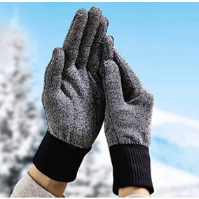 Below Zero Aluminium Fibre Thermal Gloves - Machine Washable Grey & Black Unisex Gloves That Keep Hands Warm & Dry - Size L/XL