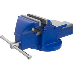 Bench Mountable Fixed Base Vice - 100mm Jaw Opening - Cast Iron - Built In Anvil
