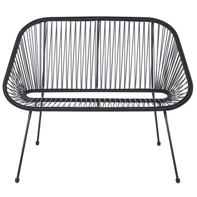 Bench PE Rattan 114 cm Black ACAPULCO