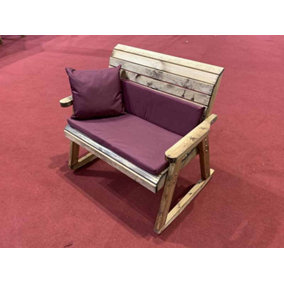 Bench Rocker with Cushions - W120 x D77 x H102 - Fully Assembled - Burgundy