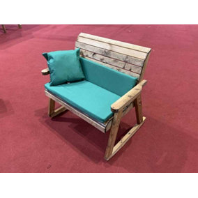 Bench Rocker with Cushions - W120 x D77 x H102 - Fully Assembled - Green