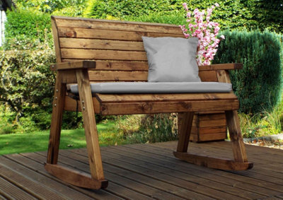 Bench Rocker with Cushions - W120 x D77 x H102 - Fully Assembled - Grey ...