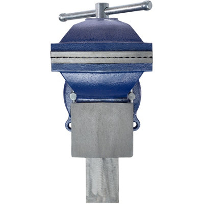 Bench Vice - cast iron, with anvil, rotatable, 2 locking screws 165 mm - blue
