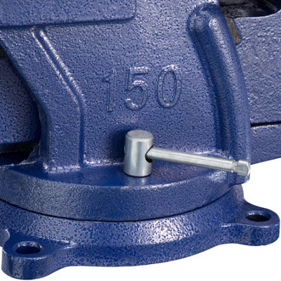 Bench Vice - cast iron, with anvil, rotatable, 2 locking screws 165 mm - blue