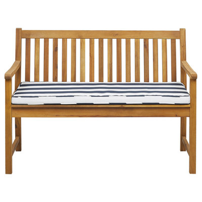 Bench with Cushion Certified Acacia Wood 120 cm Navy Blue VIVARA