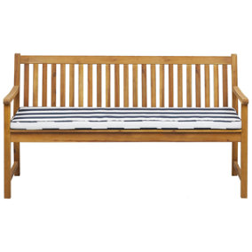 Bench with Cushion Certified Acacia Wood 160 cm Navy Blue VIVARA