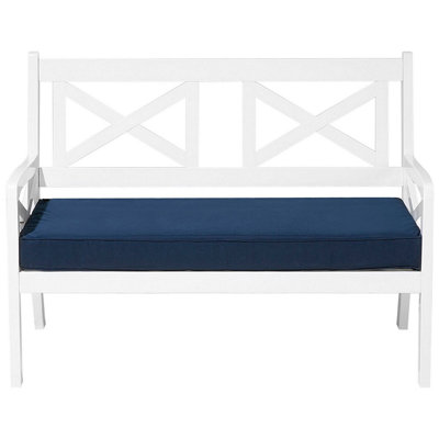 Bench with Cushion Wood 121 cm Dark Blue BALTIC