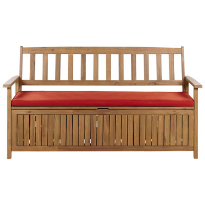 Bench with Cushion Wood 160 cm Red SOVANA