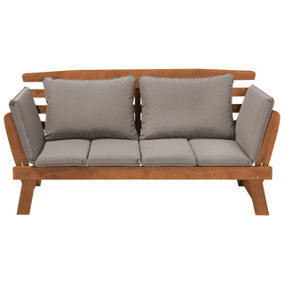 Bench with Cushion Wood 210 cm Light Brown PORTICI