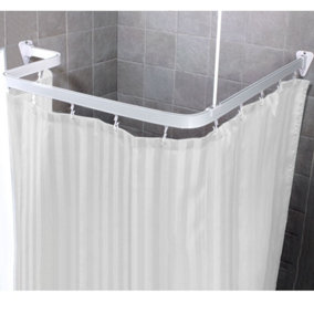 White Shower Curtain Rings Hooks Bathroom Plastic Strong Pole Rail
