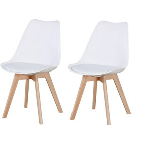 Bendal Dining Chair (Pack of 2) - L55 x W48 x H82 cm - Beech/White Faux Leather
