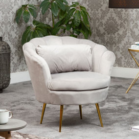 Benicia Velvet Fabric Petal Chair - Silver