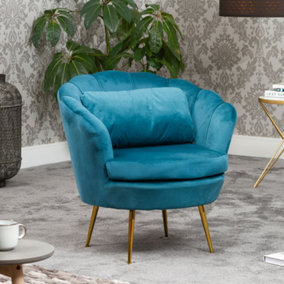 Benicia Velvet Fabric Petal Chair - Teal
