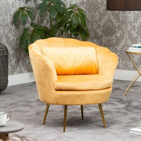 Benicia Velvet Fabric Petal Chair - Yellow