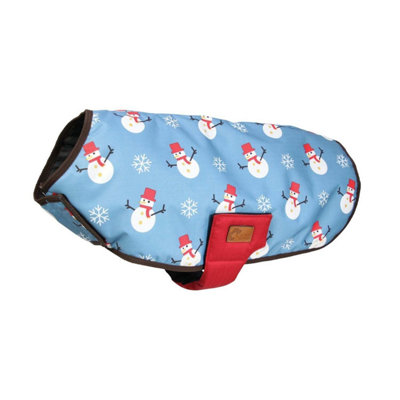 Benji & Flo Snowman Dog Coat Ice Blue/Berry Red (3XS) Price Comparisons | Compare The Build