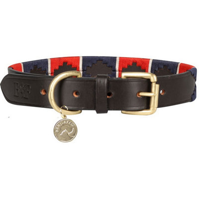Benji & Flo Sublime Polo Leather Dog Collar Red/Navy/White (M - Neckline: 38cm-48cm) Price Comparisons | Compare The Build