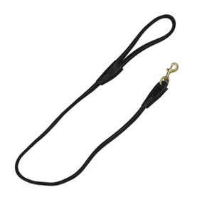 Benji & Flo Superior Roll Leather Dog Lead Black/Br (One Size)