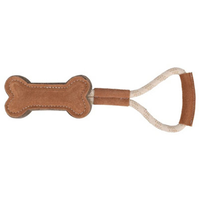Benji & Flo Tug N Play Bone Suede Rope Dog Toy Brown/Beige (One Size)