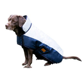 Benji & Flo Waterproof Dog Coat Navy/Silver (L)
