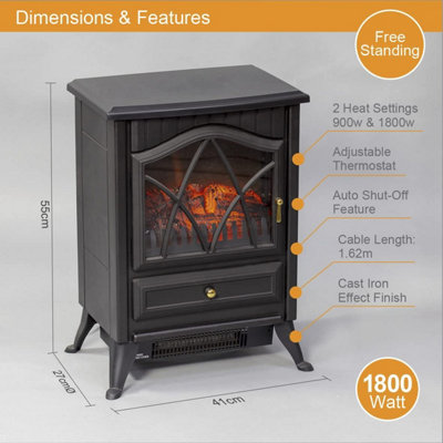 Benross 1800W Freestanding Electric Cast Iron Fireplace Stove