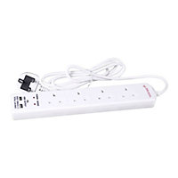 Benross 4-Way, 2 Metre Extension Lead with 2 USB Ports