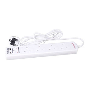 Benross 4-Way, 2 Metre Extension Lead with 2 USB Ports