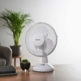 Benross 43910 9-Inch White Standing Desk Fan
