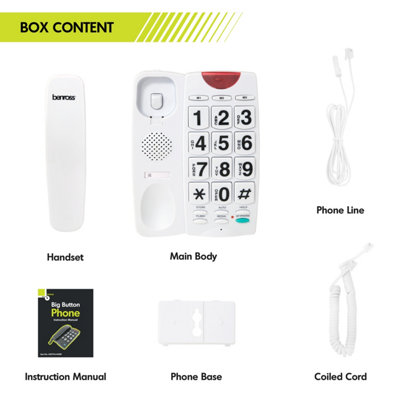 Benross Big Button Telephone with Ringer Light - White