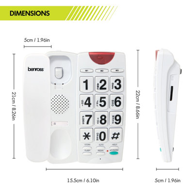 Benross Big Button Telephone with Ringer Light - White
