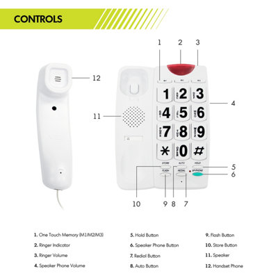 Benross Big Button Telephone with Ringer Light - White