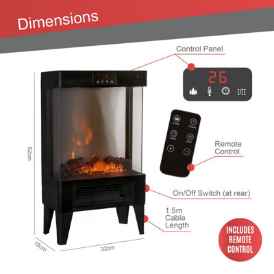 Benross Electric Fireplace Space Heater with Cast Iron Log Burning Effect