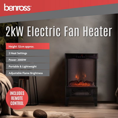 Benross Electric Fireplace Space Heater with Cast Iron Log Burning Effect - 4