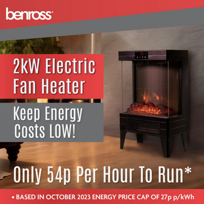 Benross Electric Fireplace Space Heater with Cast Iron Log Burning Effect - 5