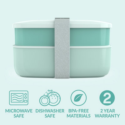 Bentgo Classic - Stackable Adult Lunch Box Container with 3 Compartments - Coastal Aqua
