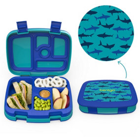 Bentgo Kids Prints Durable & Leak-Proof Children's Lunch Box - Shark - Blue/Teal
