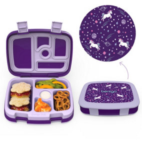 Bentgo Kids Prints Durable & Leak-Proof Children's Lunch Box - Unicorn - Lavender/Purple