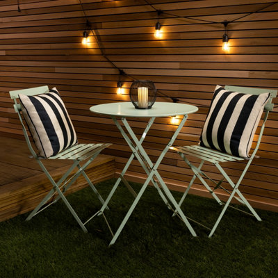 Bentley 3 Piece Metal Bistro Set Garden Patio Table 2 Chairs