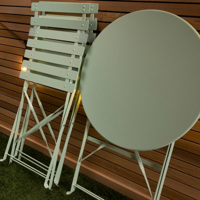 Bentley 3 Piece Metal Bistro Set Garden Patio Table & 2 Chairs - Heritage Green - 3