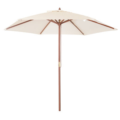 Bentley Garden Large 2.4M Wooden Garden Patio Parasol Shade Umbrella 38Mm Pole
