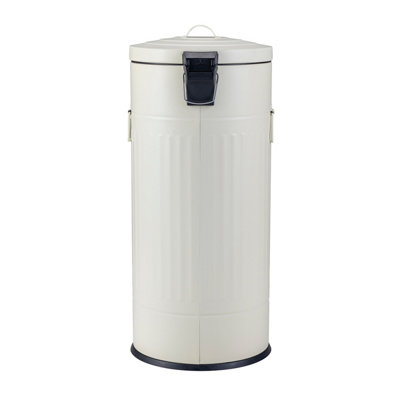 Bentley Home 30L Retro Steel Waste Rubbish Kitchen Pedal Bin Cream - 5
