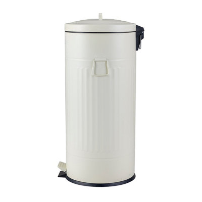 Bentley Home 30L Retro Steel Waste Rubbish Kitchen Pedal Bin Cream - 6