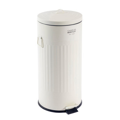 Bentley Home 30L Retro Steel Waste Rubbish Kitchen Pedal Bin Cream - 7
