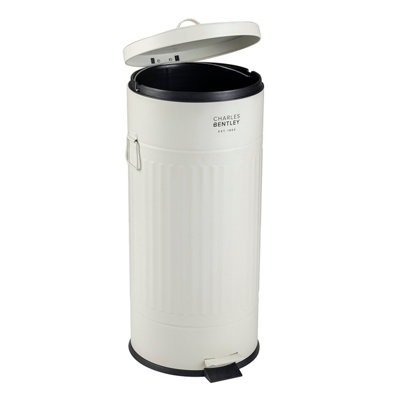 Bentley Home 30L Retro Steel Waste Rubbish Kitchen Pedal Bin Cream - 8