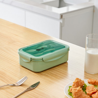 Bento Lunch Box, 1400ML Container with Spoon and Fork, for Adults Kids Office, Green