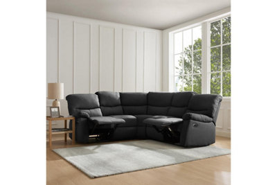 Benton Corner Electric Recliner Sofa, Black Faux Leather